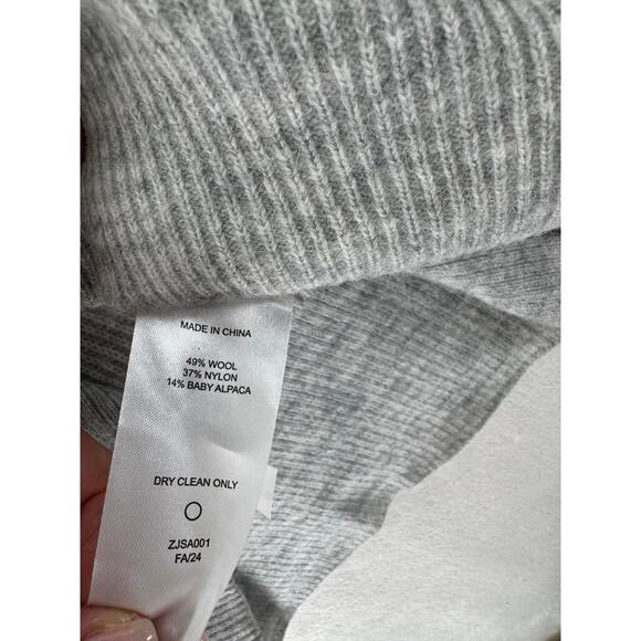 Quince Gray Wool Alpaca Cowl Neck Sweater Pullover Knit Turtleneck Jumper Large - Picture 5 of 7